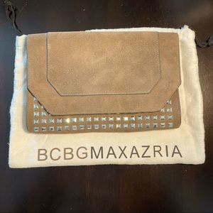 BCBGMAXAZRIA Suede Studded Clutch